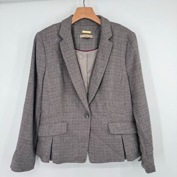 Talbots Italian Woven wool blend Womens Blazer Jacket Gray Tweed Size 12 - Picture 2 of 11